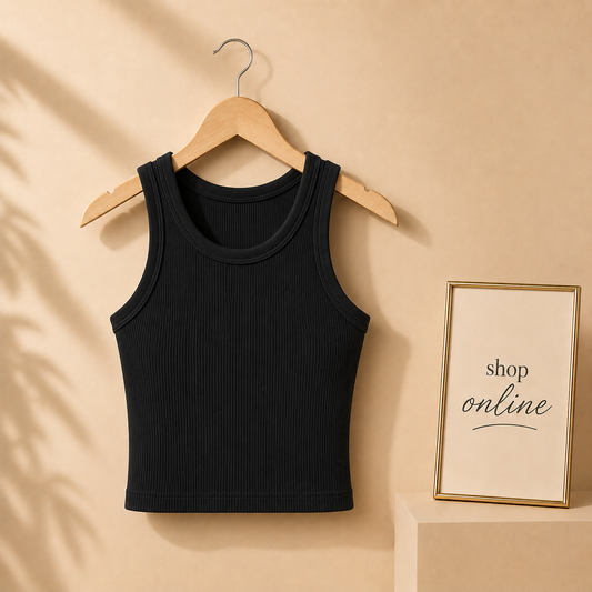 BLACK RIB KNIT TANK TOP