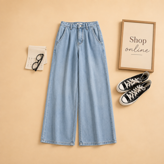 ICE BLUE WIDE LEG JEANS