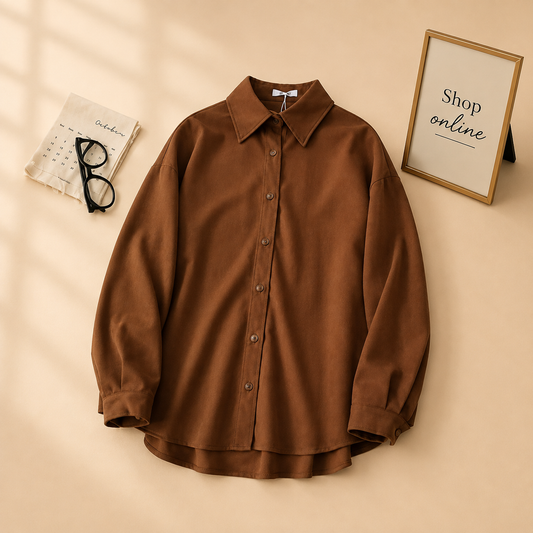 COFEE BROWN BUTTON DOWN SHIRT