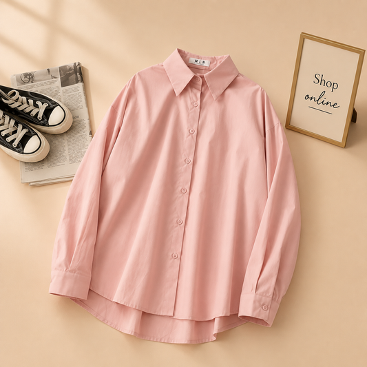 BABY PINK BUTTON DOWN SHIRT