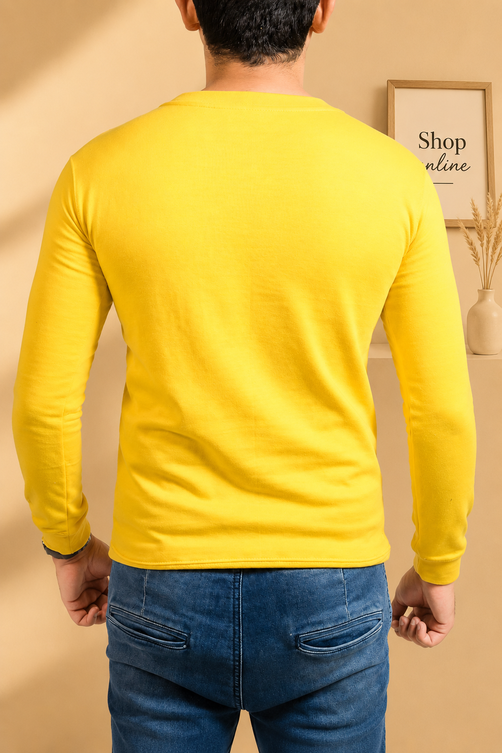 Plain Yellow Sweatshirt Men
