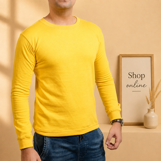 Plain Yellow Sweatshirt Men
