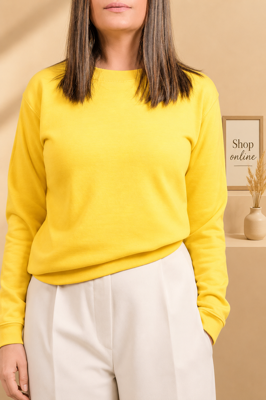 Basic Yellow Sweatshirt Women