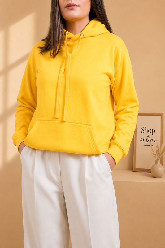 Basic Yellow Hoodie Women