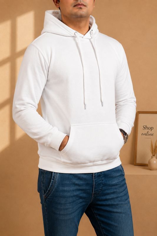Basic White Hoodie Men
