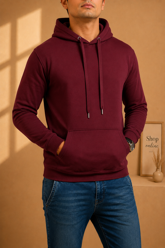 PLAIN BURGUNDY HOODIE