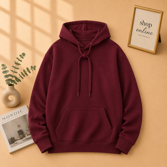 PLAIN BURGUNDY HOODIE Women