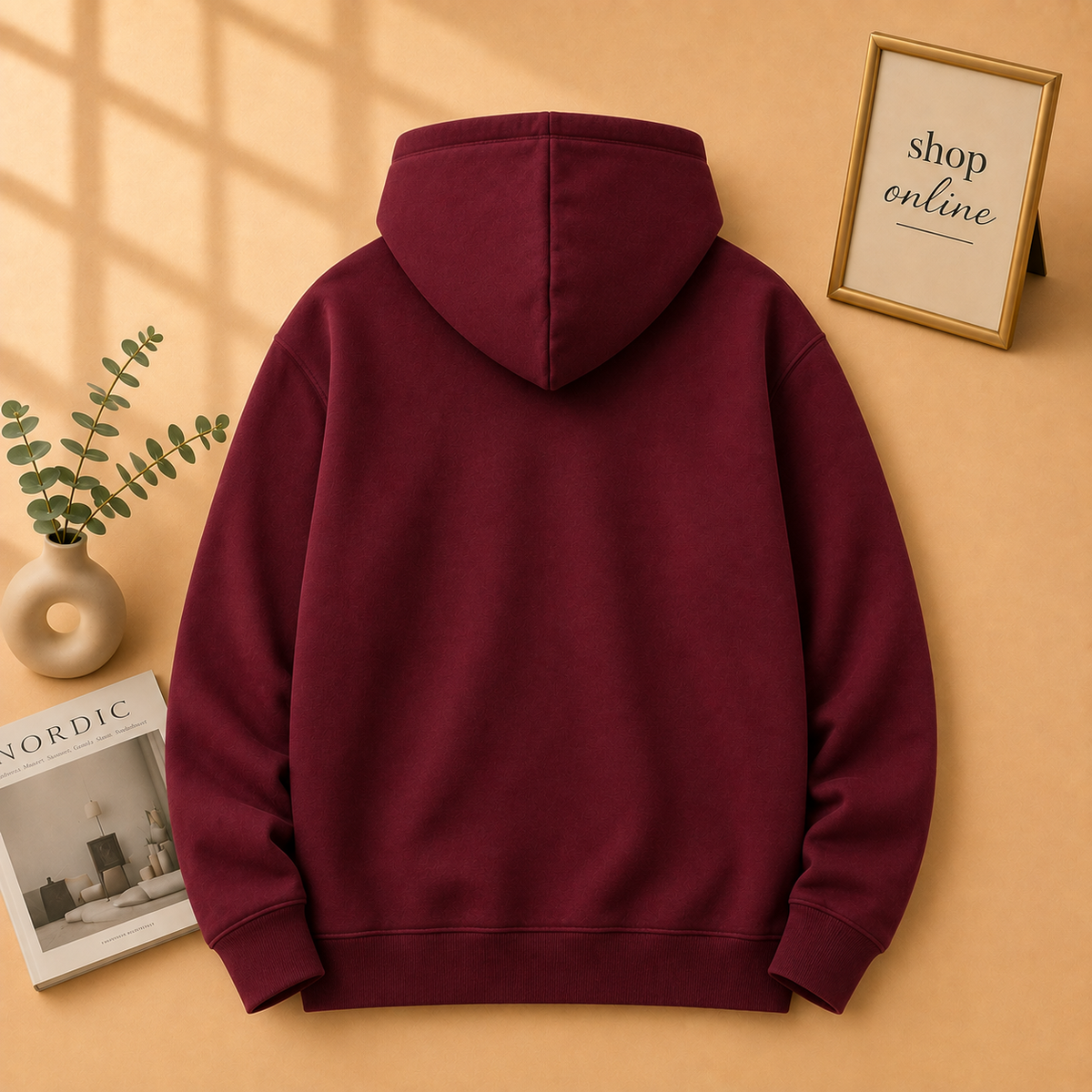 PLAIN BURGUNDY HOODIE Women