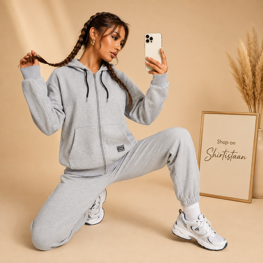 BASIC GREY ZIPPER TRACKSUIT
