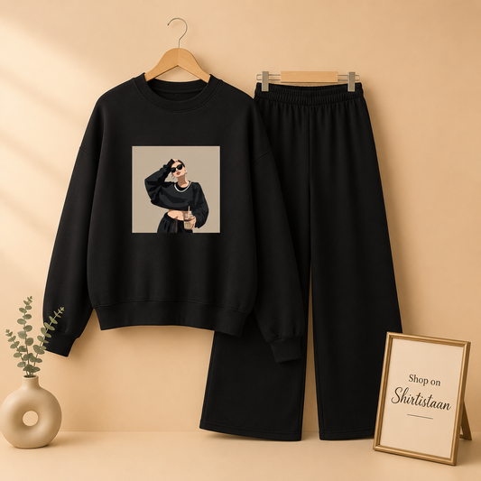 NECKLACE GIRL BLACK SWEATSHIRT WITH FLAPPER