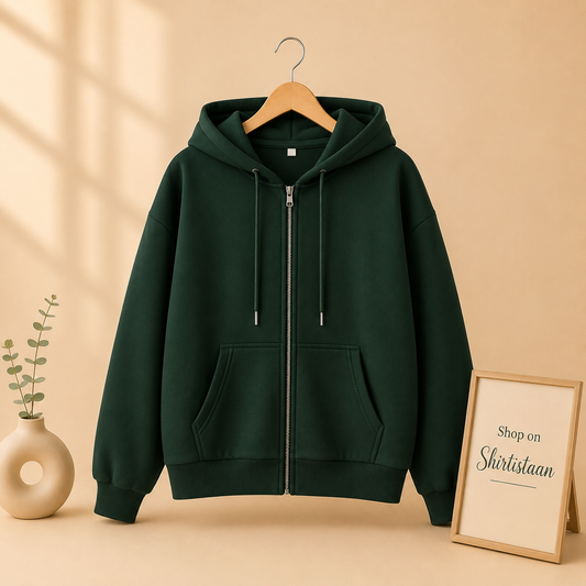 BASIC BOTTLE GREEN ZIPPER HOODIE