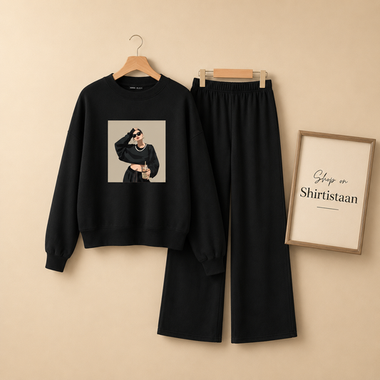 NECKLACE GIRL BLACK SWEATSHIRT WITH FLAPPER