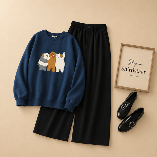 NAVY BLUE SWEATSHIRT TOGETHER BEAR WITH FLAPPER