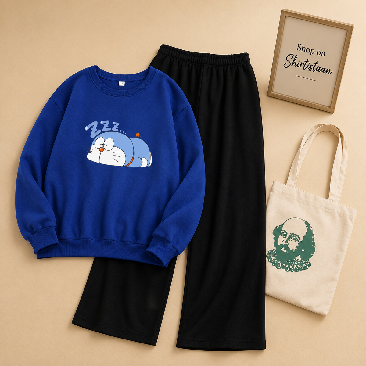 DORAEMON NAVY BLUE SWEATSHIRT WITH FLAPPER