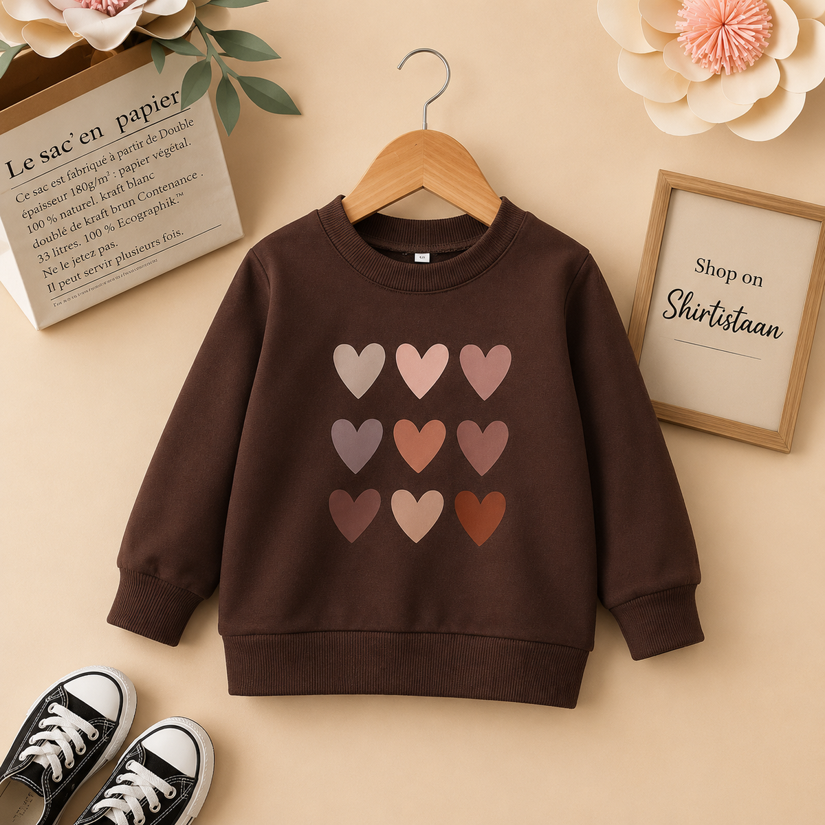 HEART BROWN SWEATSHIRTS