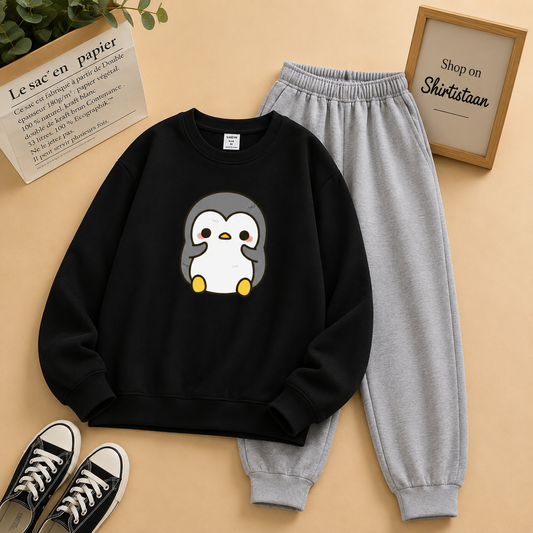 BLACK SWEATSHIRT PINGEUN WITH GREY TROUSER