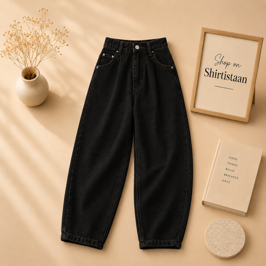 BLACK MOM JEANS