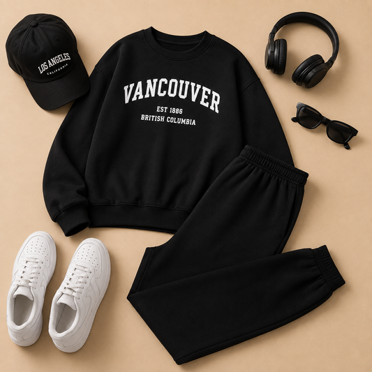 BLACK SWEATSHIRT VANCOUVER WITH BLACK TROUSER