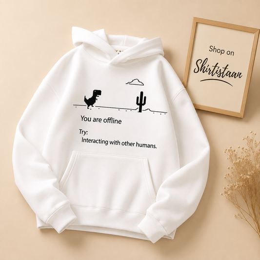 Offline on White Hoodie