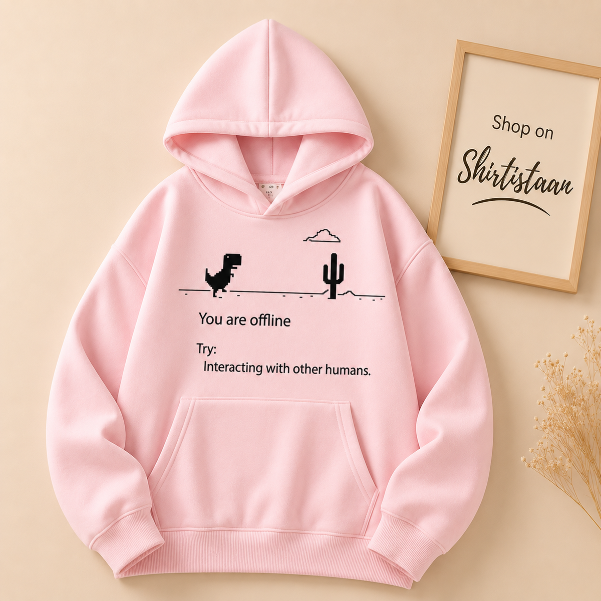 OFFLINE ON PINK HOODIE