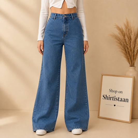 ACIDIC MID BLUE  WIDE LEG JEANS
