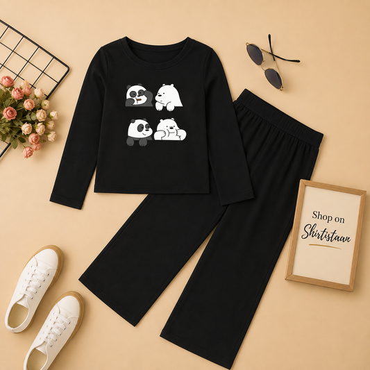 BLACK FULL SLEEVE SHIRT FOUR BEAR WITH BLACK FLAPPER