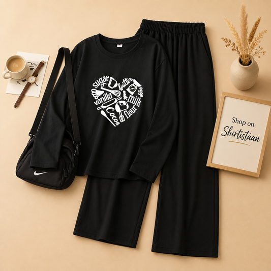 BLACK FULL SLEEVE SHIRT SUGAR VANILLA WITH BLACK FLAPPER
