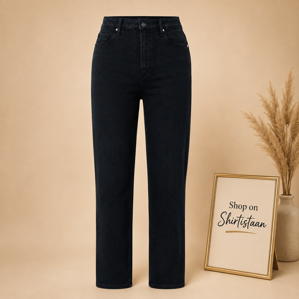 Black Straight Stretchable Jeans