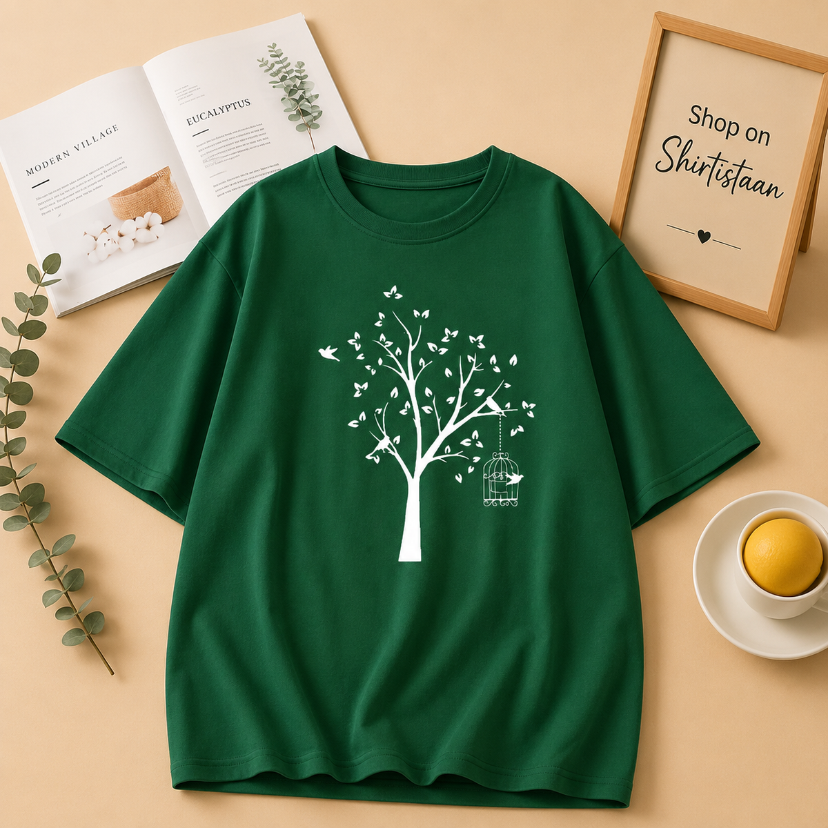 BOTTLE GREEN TEE NEW TREE