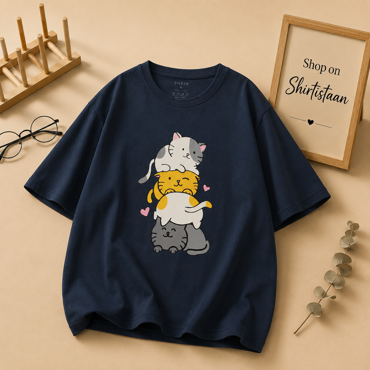 Cat 'N' Cat on Black Tshirt