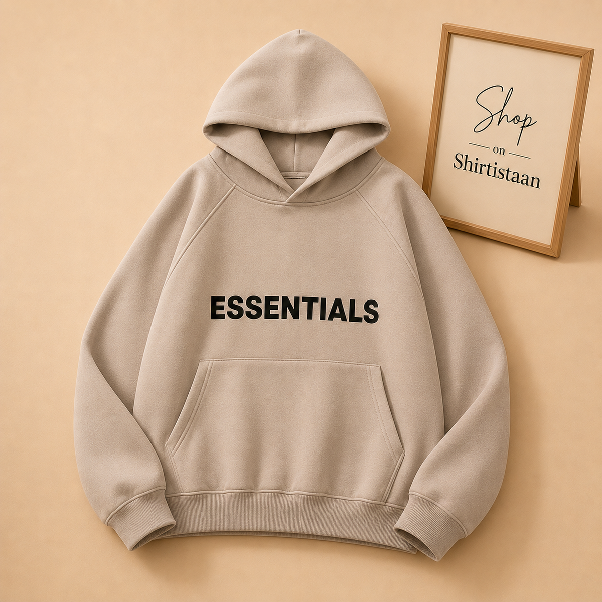 CREAM COLOR ESSENTIAL HOODIE