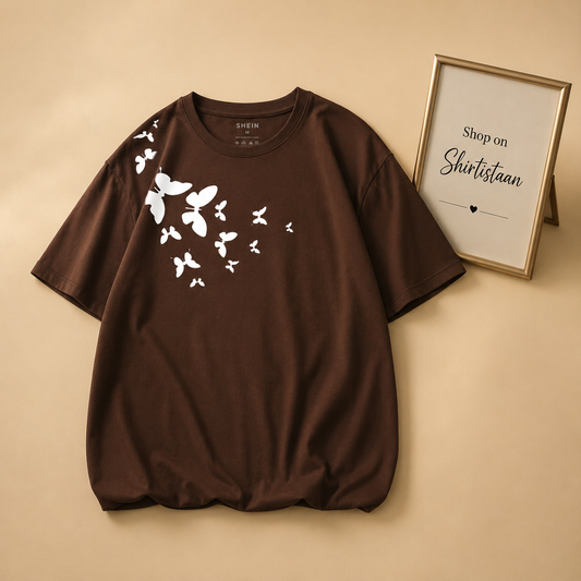 DARK BROWN TEE SHOULDER BUTTERFLY