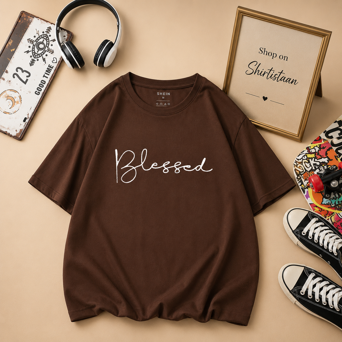 DARK BROWN TEE BLESSED