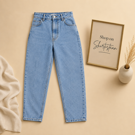 ICE BLUE MOM FIT JEANS