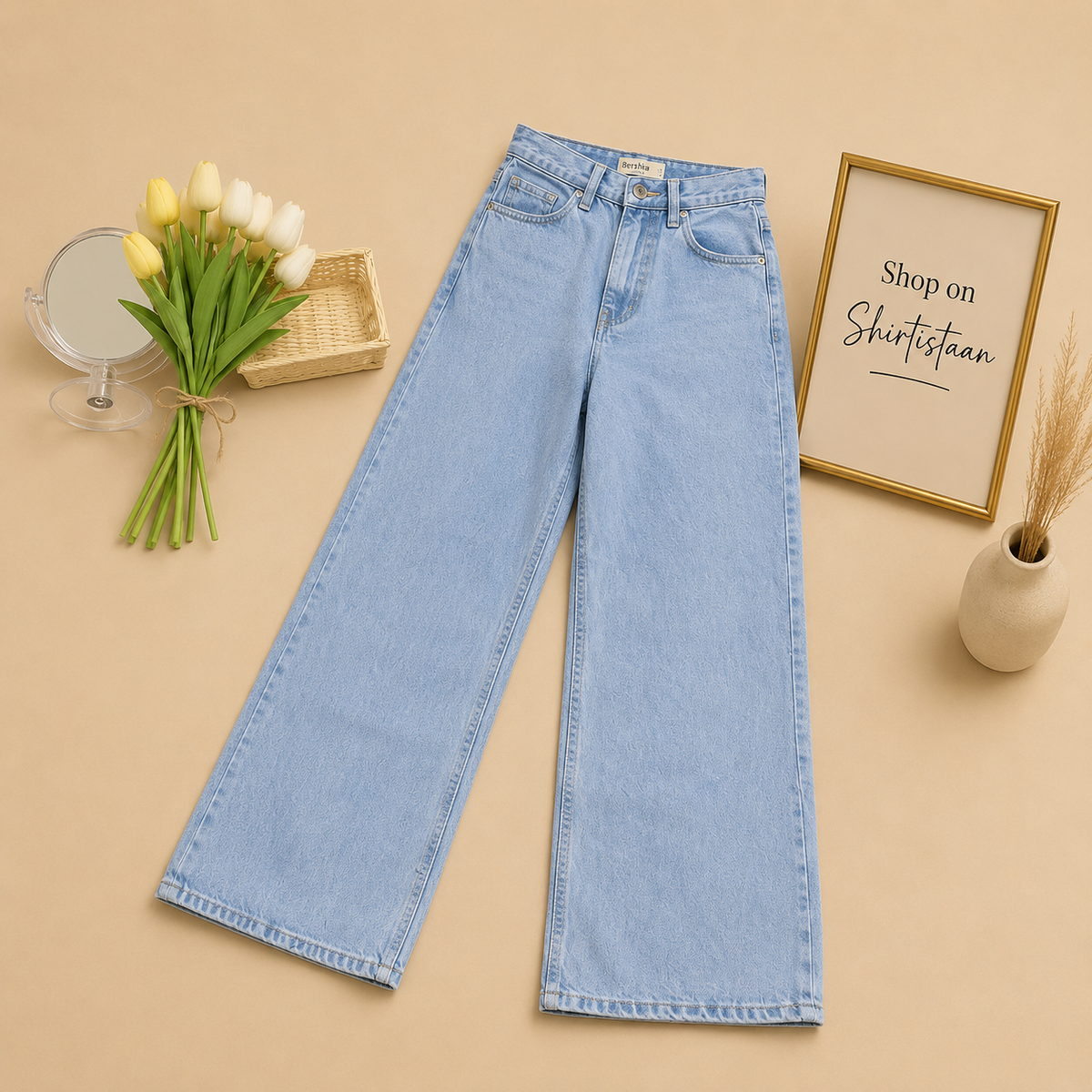 ICE BLUE WIDE LEG JEANS