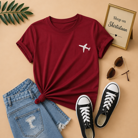 MAROON TEE POCKET AEROPLANE