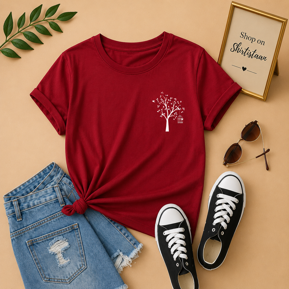MAROON TEE POCKET NEW TREE