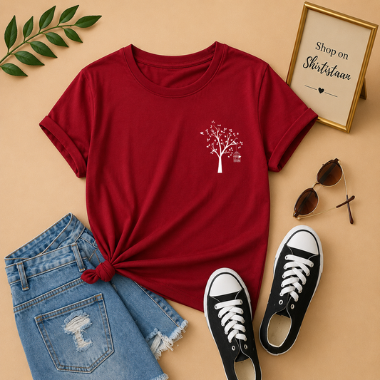 MAROON TEE POCKET NEW TREE