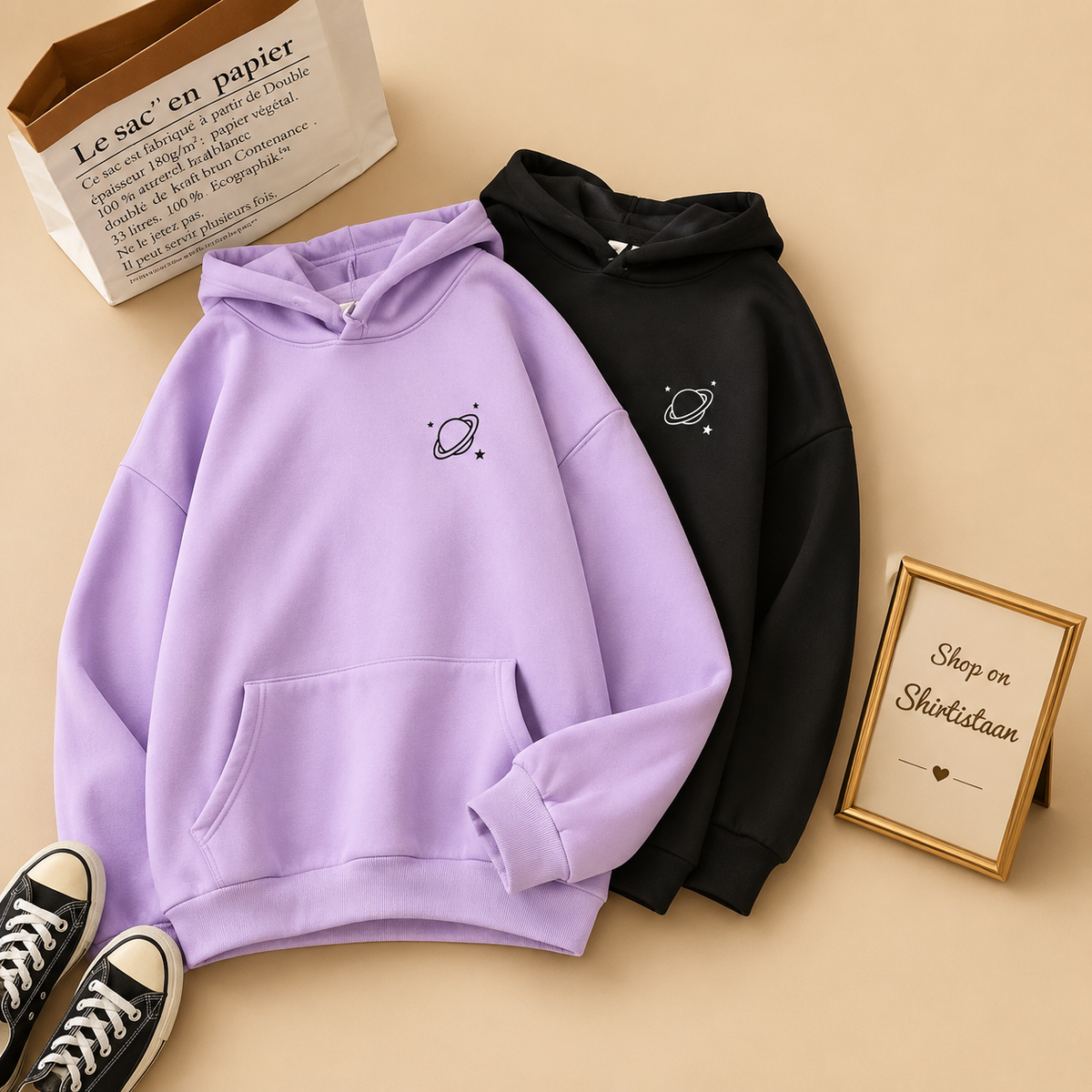 PACK OF 2 SATURN HOODIES ( LILAC AND BLACK )