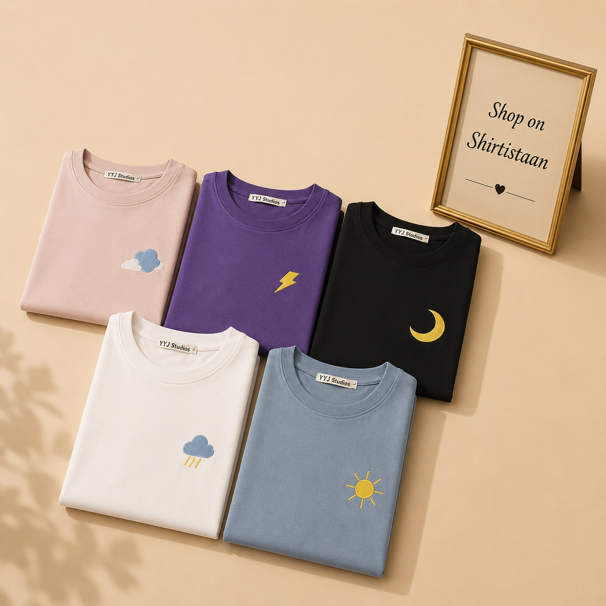 PACK OF 5 TSHIRT (Black, white, purple, sky blue, and pink)