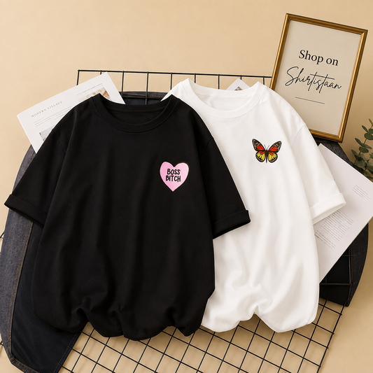 PAIR OF 2 TSHIRTS (BOSS BITCH AND BUTTERFLY)