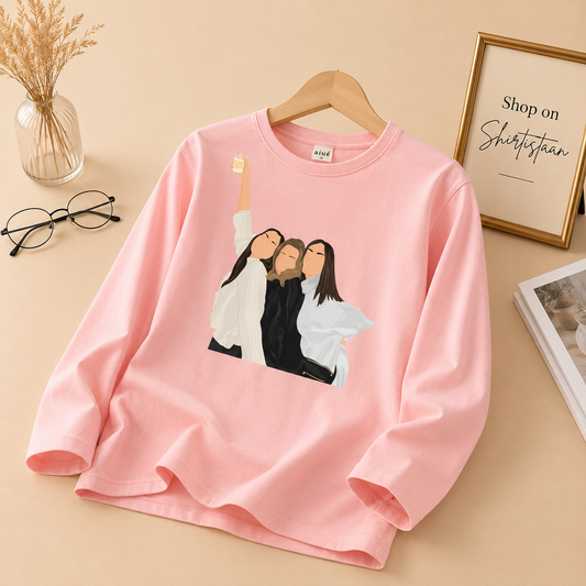 PINK FULL SLEEVE TEE 3 GIRLS