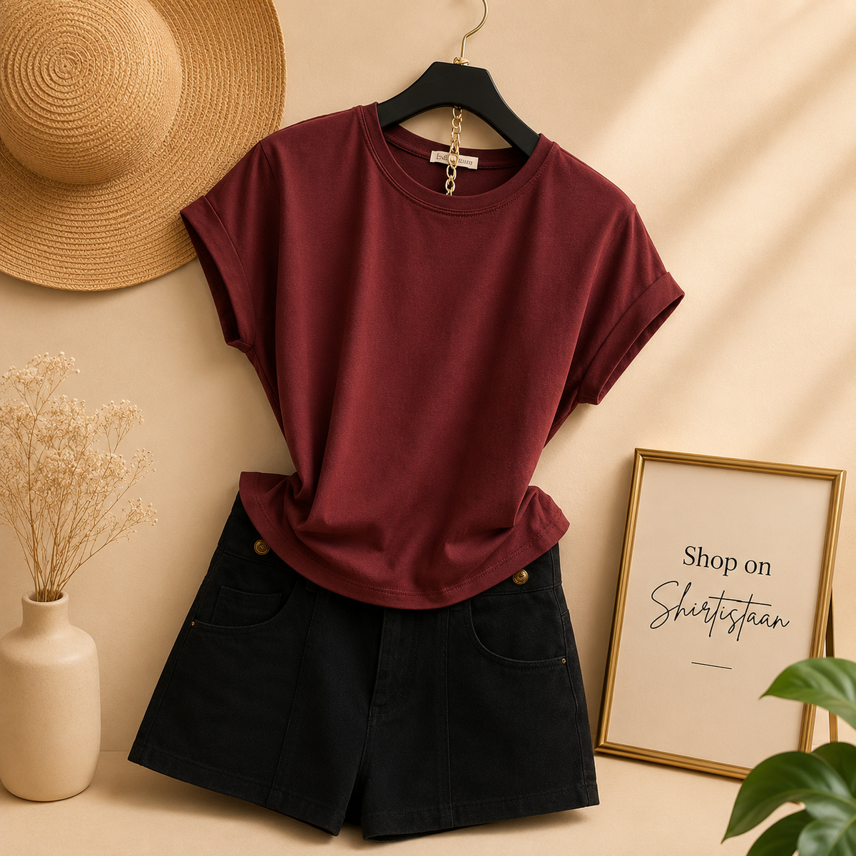 PLAIN MAROON TEE