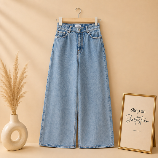 SKY BLUE WIDE LEG JEANS