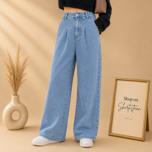 SKY BLUE WIDE LEG JEANS