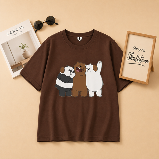 Three bears on Brown Tshirt