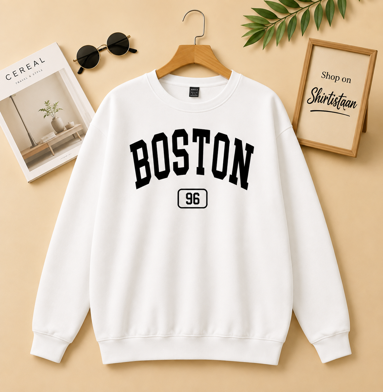 WHITE BOSTON SWEATSHIRT