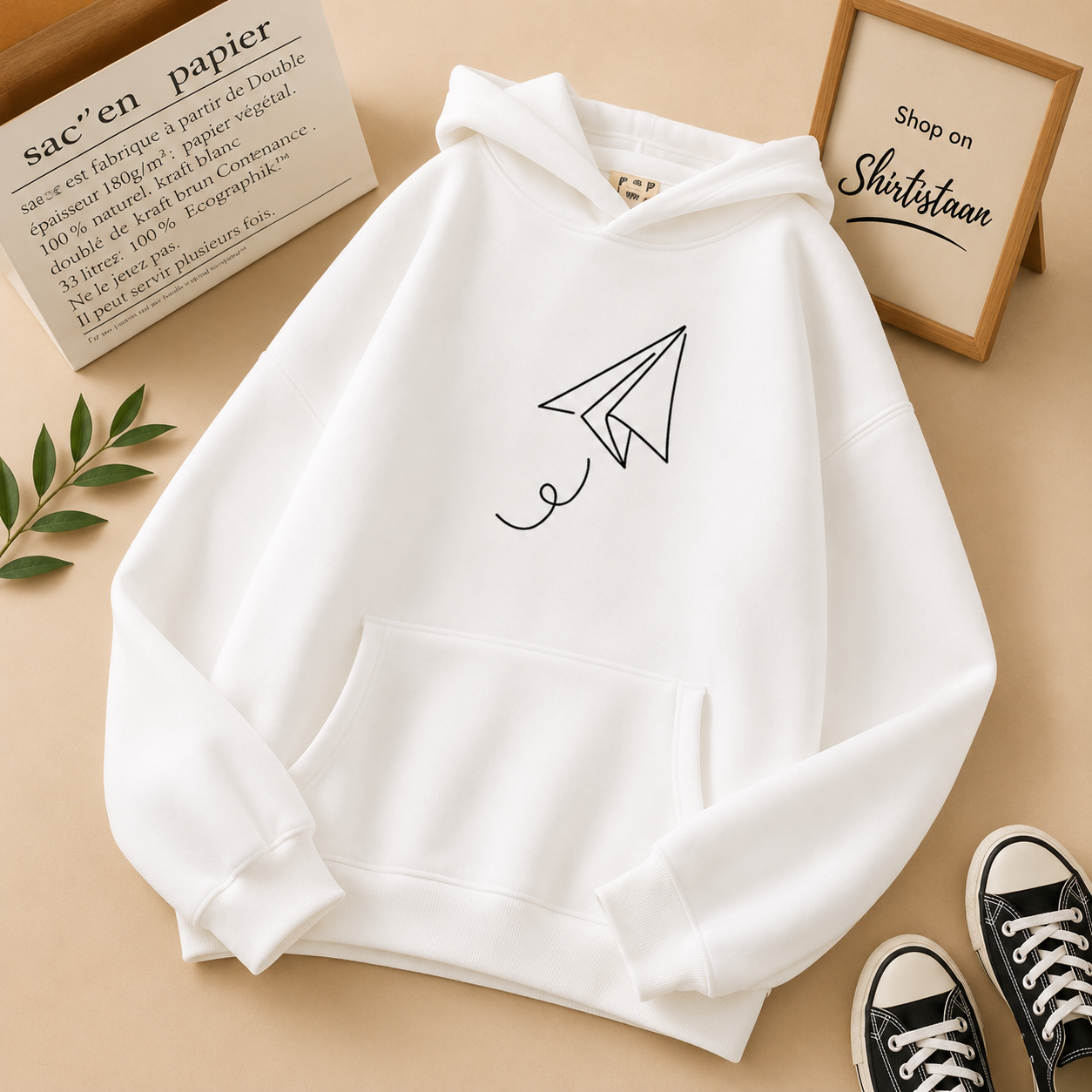 WHITE PAPER PLANE HOODIE