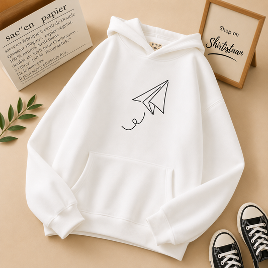 WHITE PAPER PLANE HOODIE