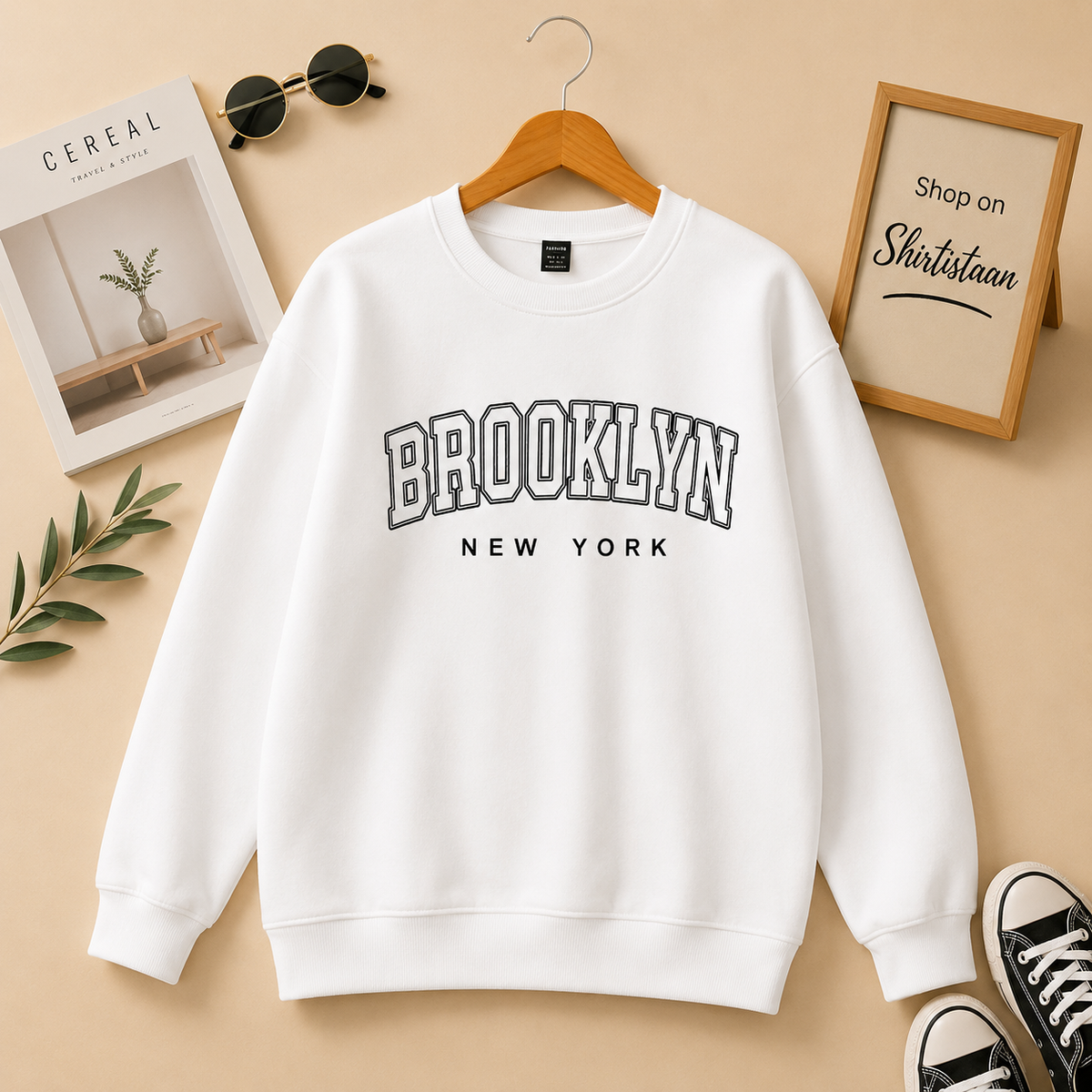 WHITE BROOKLY SWEATSHIRT